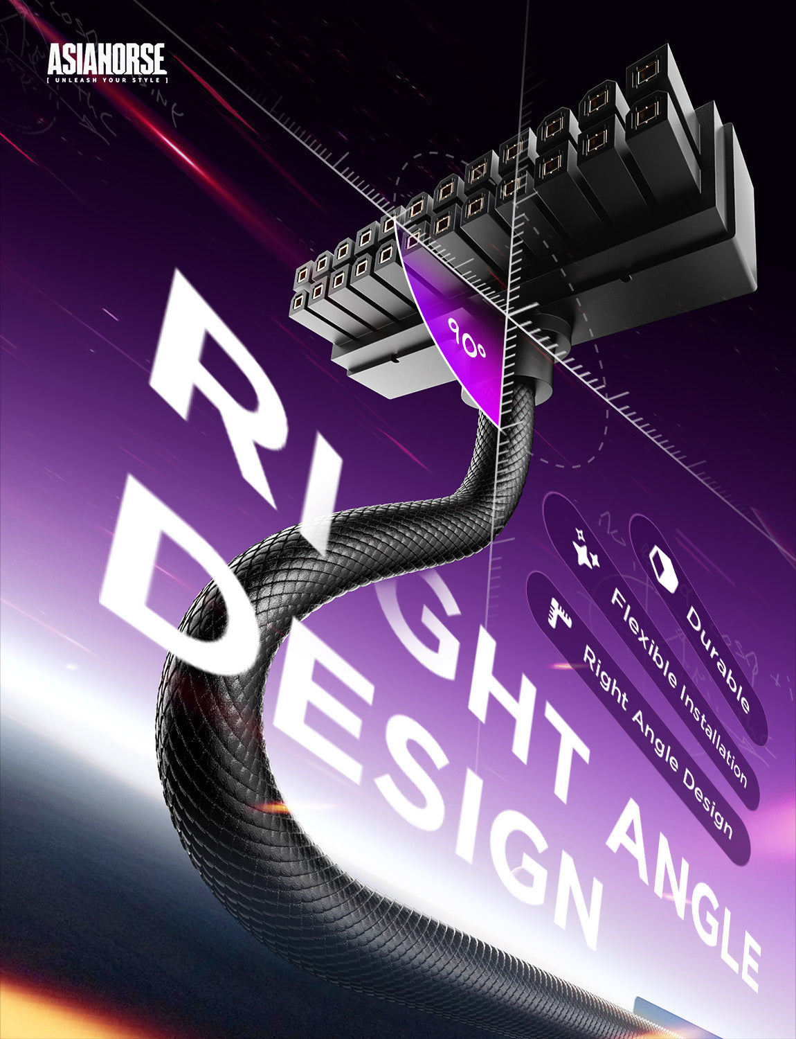 Hydrus ARGB PSU Extension Cable (24PIN 30CM / 8PIN-CPU 30CM / 8PIN-GPU 30CM / 16PIN-A 50CM)