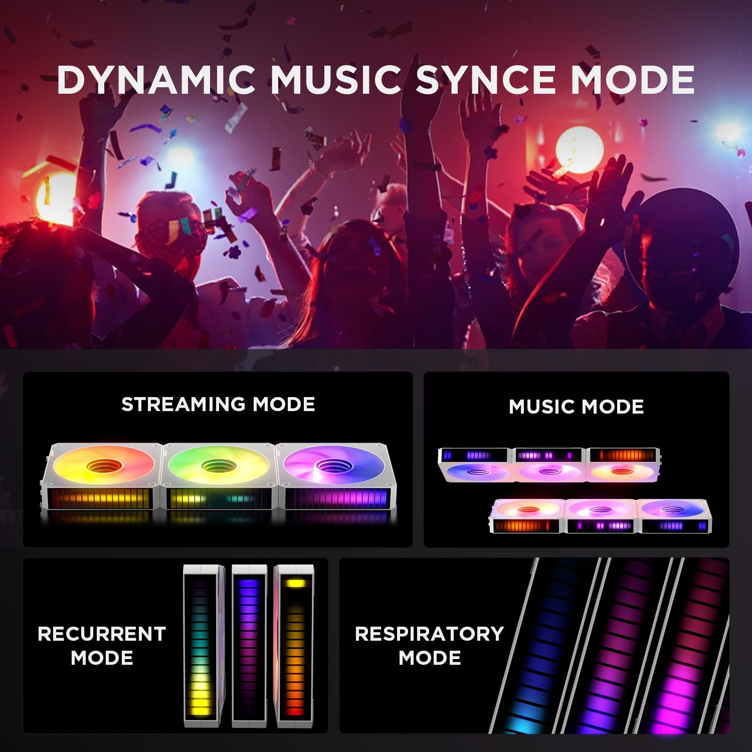 AsiaHorse STARBEAT 120mm UNI Fan, RGB Sound Control Rhythm PC Case Fan, Daisy-Chain Connection, 5V 3Pin ARGB Lighting for Computer Case & Liquid Radiator