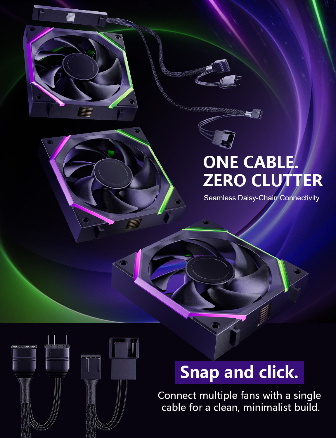 NYOTA PRO 120mm Daisy Chain ARGB Fans (3-Pack)