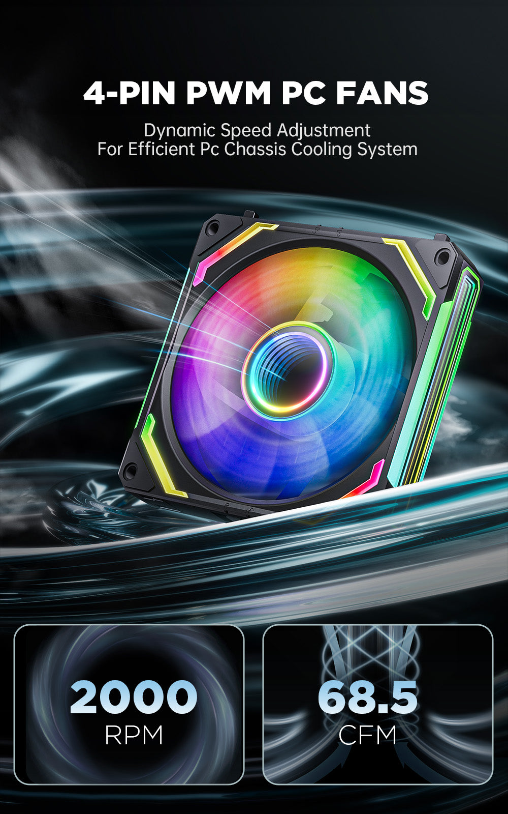 COSMIQ RGB 120mm Daisy Chain PWM Fan (3-Pack)