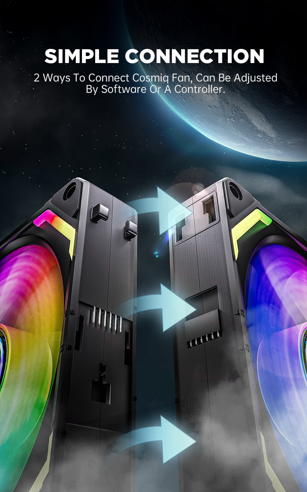 COSMIQ RGB 120mm Daisy Chain PWM Fan (3-Pack)