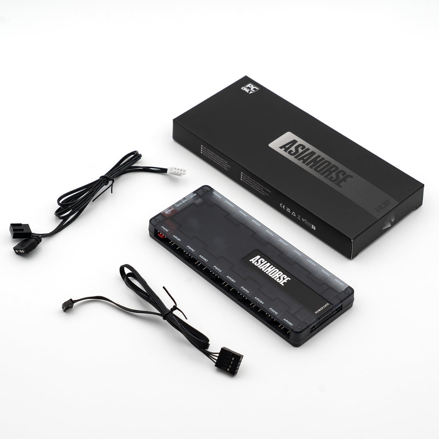UMBRA ARGB PWM Fan Hub with Software, 10-Port PC Fan Controller for 5V ARGB and PWM Fans, SATA Powered(Black)
