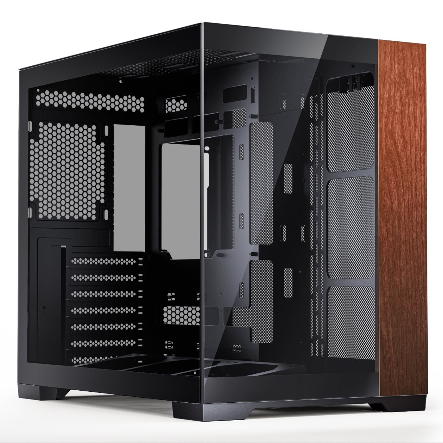 Asiahorse Scutum ATX PC Case, Premium Ash Wood Trim, 270° Tempered Glass