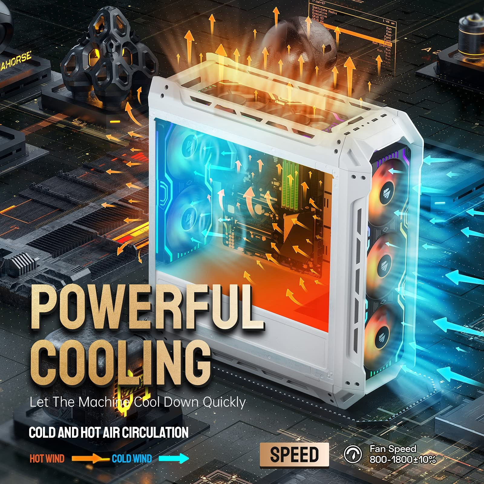 ASIAHORSE Matrix-Black 48 Addressable RGB LEDs 240MM All-in-One Square Frame Integrated Fan with MB Sync/Analog Controller, Integrated PWM Control Fan for Computer Case and Liquid Cooling System