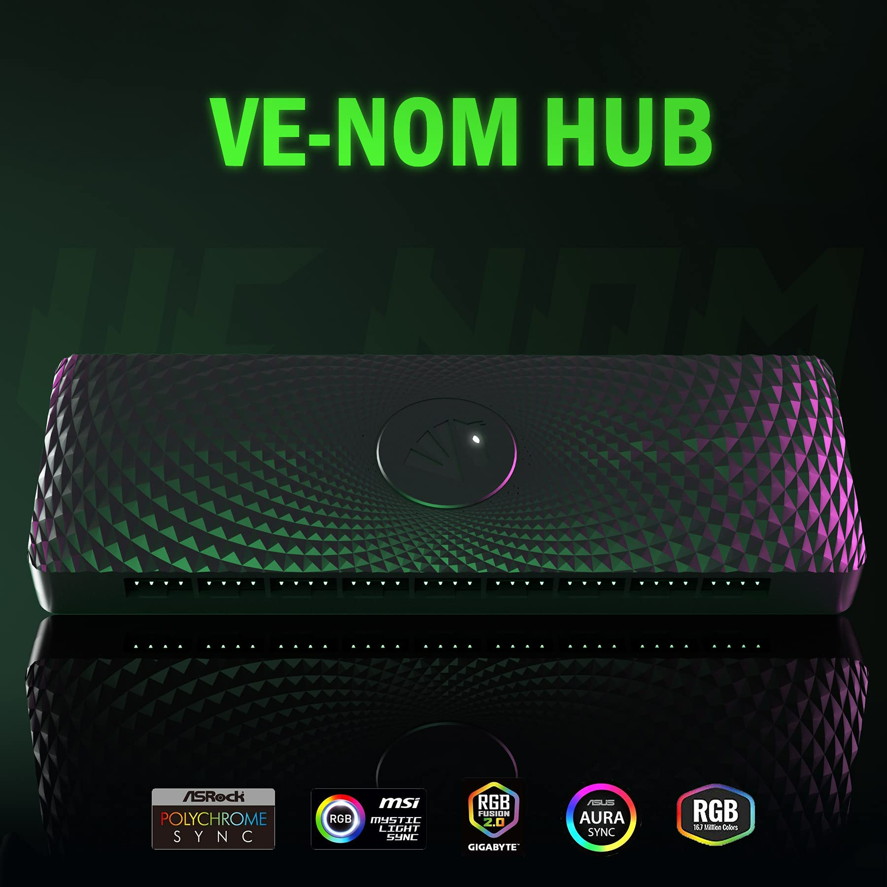 AsiaHorse VE-HUB 2IN1 ARGB/PWM hub Used SATA Power Supply,9 Ports for Addressable RGB Lighting with 9 Port PWM (Black)