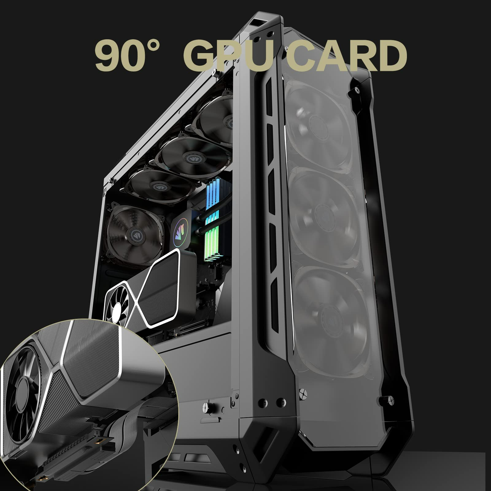 ASIAHORSE PCIE 4.0 16x Shielded Extreme High Speed Riser Cable with PCI Express Port for GPU Extension Card-Right Connector(20CM-90)