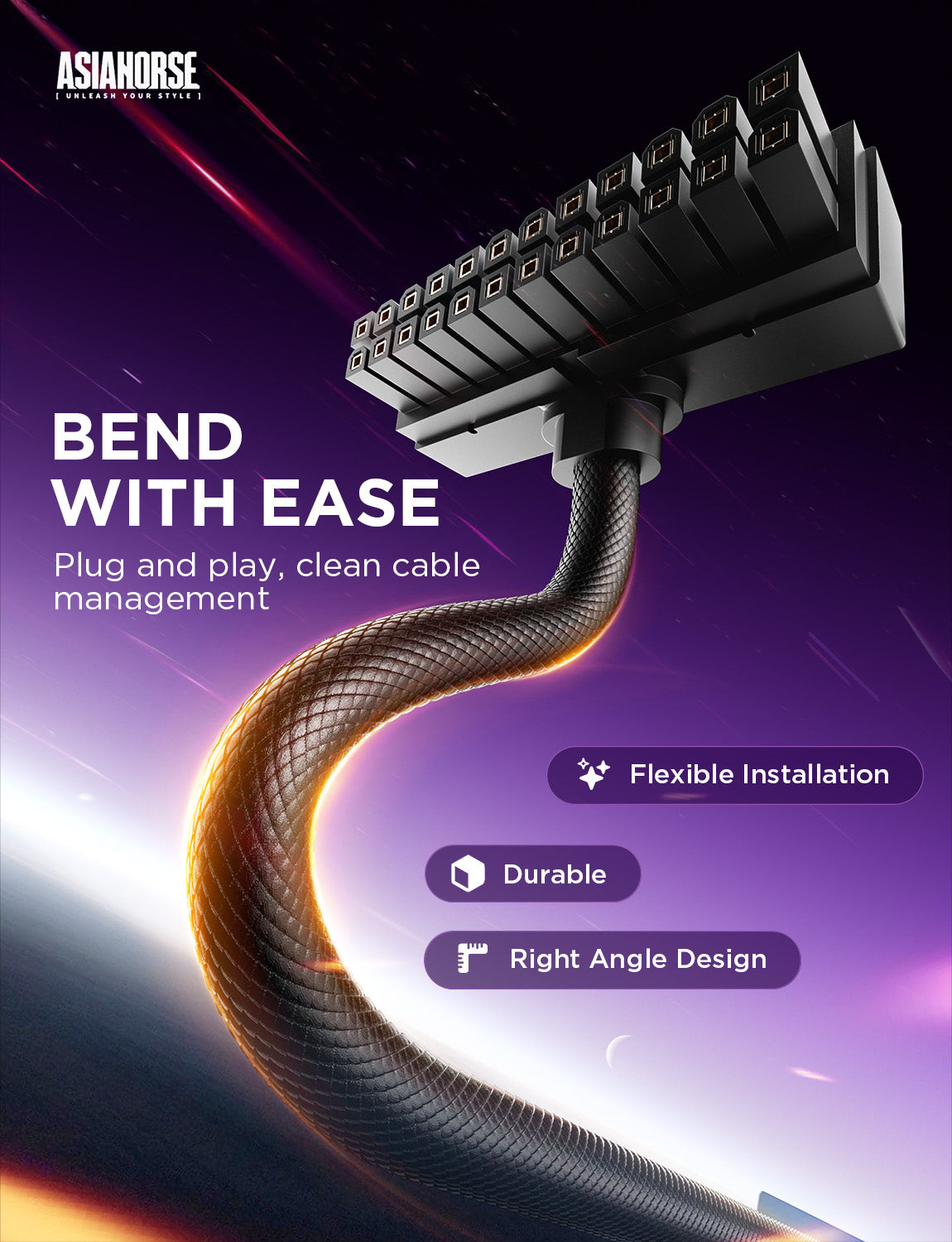 Hydrus ARGB PSU Extension Cable (24PIN 30CM / 8PIN-CPU 30CM / 8PIN-GPU 30CM / 16PIN-A 50CM)