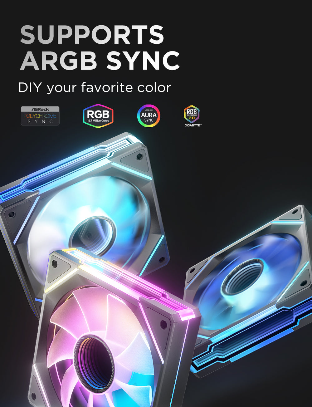 AsiaHorse AMICI-5GT RGB PC Fans, Infinity Mirror ARGB Fans HDB Bearing