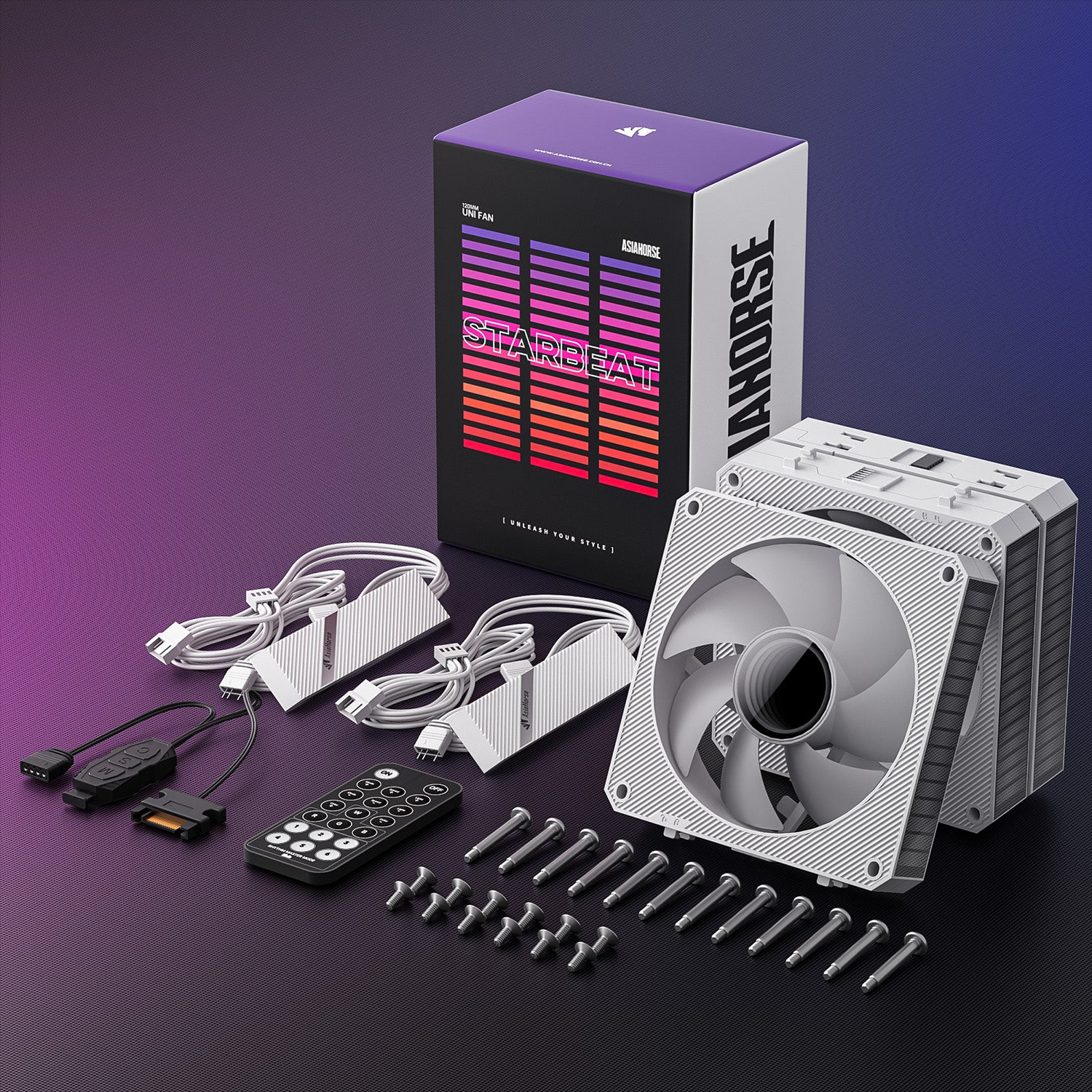 AsiaHorse STARBEAT 120mm UNI Fan, RGB Sound Control Rhythm PC Case Fan, Daisy-Chain Connection, 5V 3Pin ARGB Lighting for Computer Case & Liquid Radiator