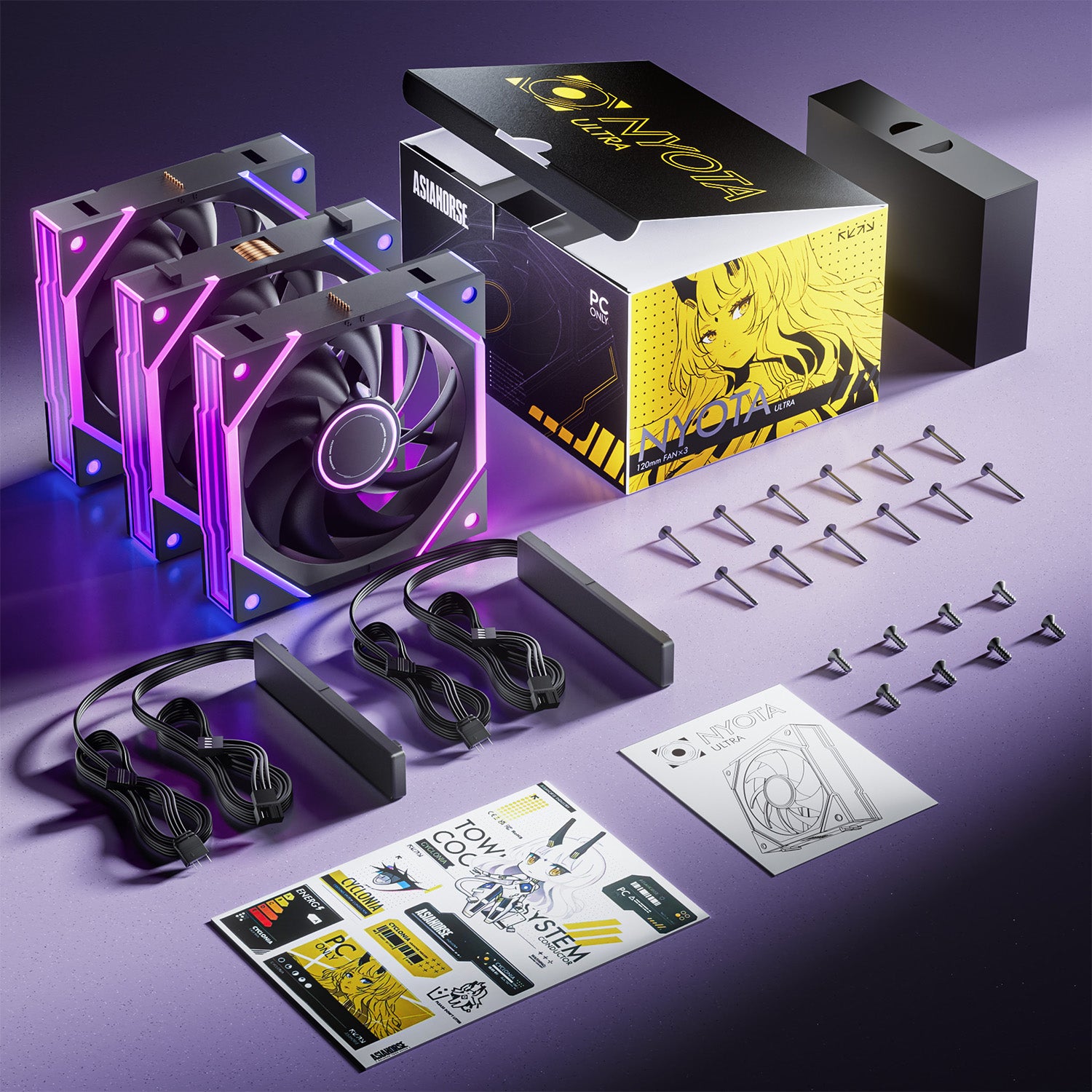 NYOTA Ultra 120mm Daisy Chain PWM Fans (3-Pack)