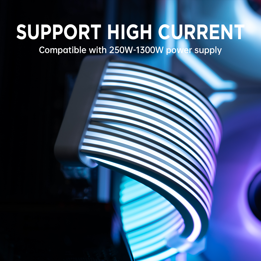 24 pin 360-degree light effect psu sleeves rgb cable extension pc