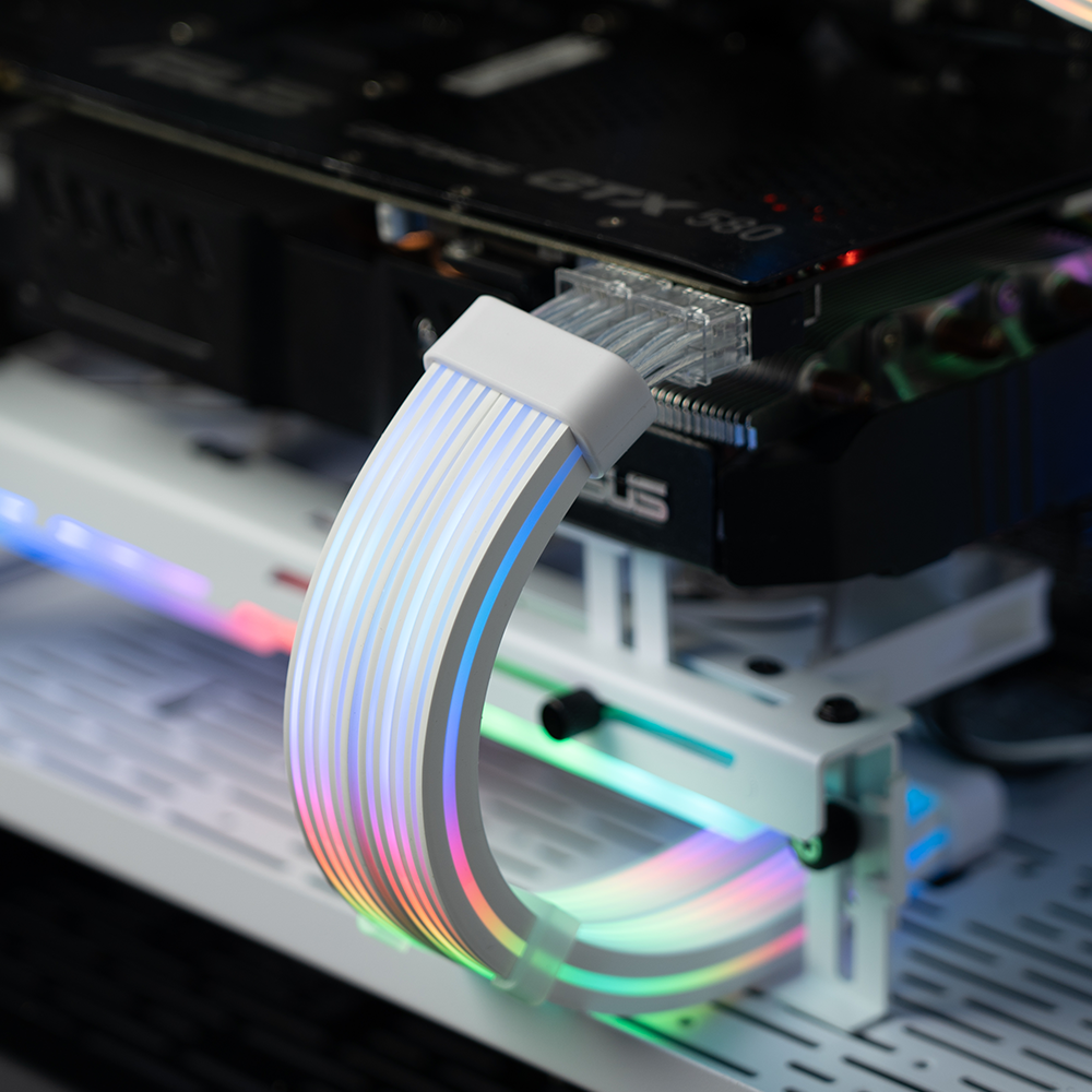 24 pin 360-degree light effect psu sleeves rgb cable extension pc