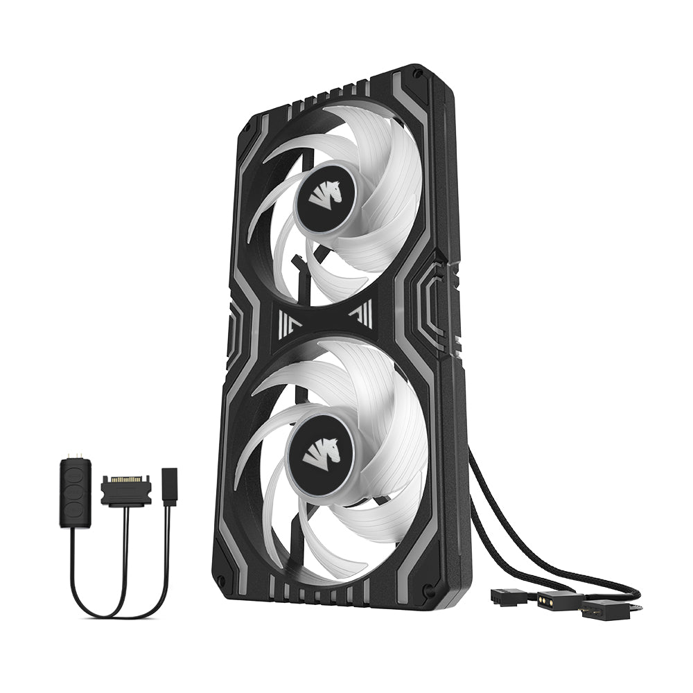 ASIAHORSE Matrix-Black 48 Addressable RGB LEDs 240MM All-in-One Square Frame Integrated Fan with MB Sync/Analog Controller, Integrated PWM Control Fan for Computer Case and Liquid Cooling System