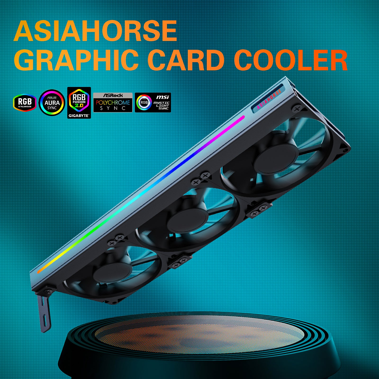 ASIAHORSE Graphic Card Cooler 3 x 92mm Fan with Led Frame,Support ASUS Aura SYNC/MSI Mystic Sync/ASROCK Aura RGB/GIGABYTE RGB Fusion (5V 3 Pin Addressable headers)