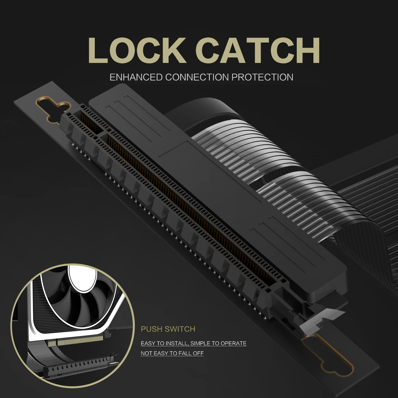 ASIAHORSE PCIE 4.0 16x Shielded Extreme High Speed Riser Cable with PCI Express Port for GPU Extension Card-Right Connector(20CM-90)