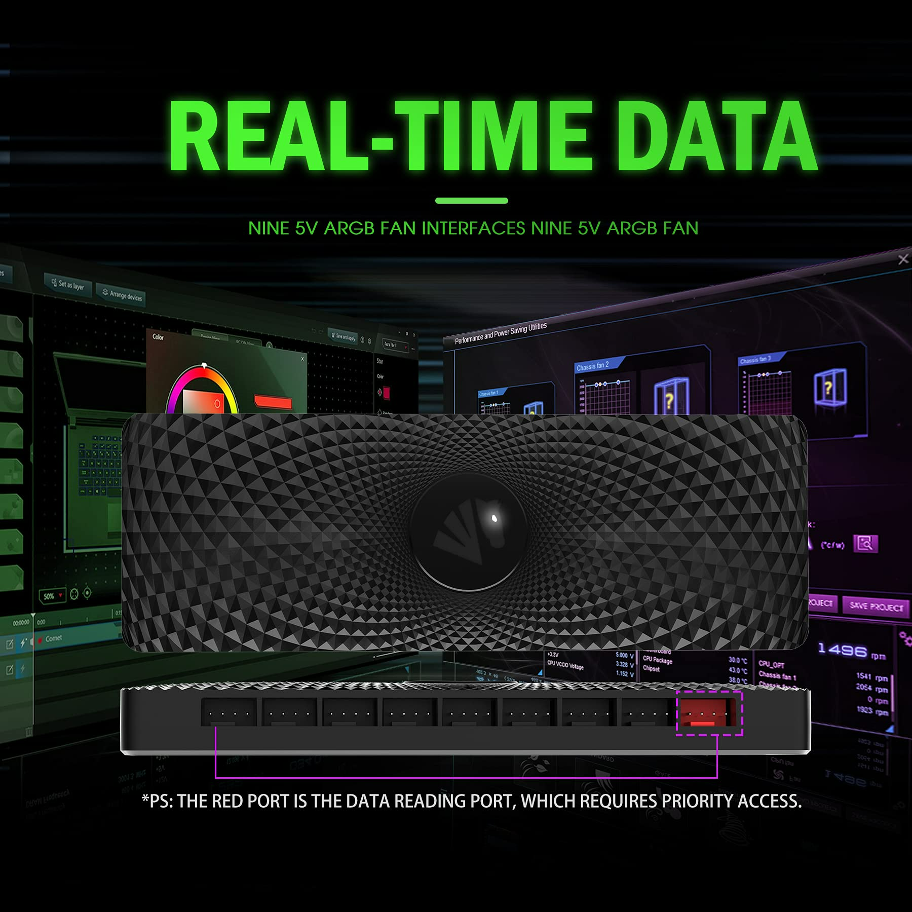 AsiaHorse VE-HUB 2IN1 ARGB/PWM hub Used SATA Power Supply,9 Ports for Addressable RGB Lighting with 9 Port PWM (Black)