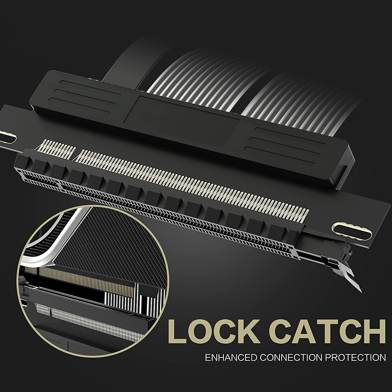 ASIAHORSE PCIE 4.0 16x Shielded Extreme High Speed Riser Cable with PCI Express Port for GPU Extension Card-Right Connector(20CM-180)