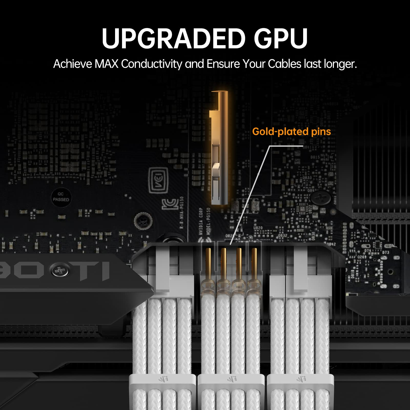 AsiaHorse Power Supply Sleeved Cable, 16 AWG PSU Extension Cable Kit of White Connector, 1x24Pin/2x4+4 EPS/3x6+2 PCI-E, 30cm Length with Combs