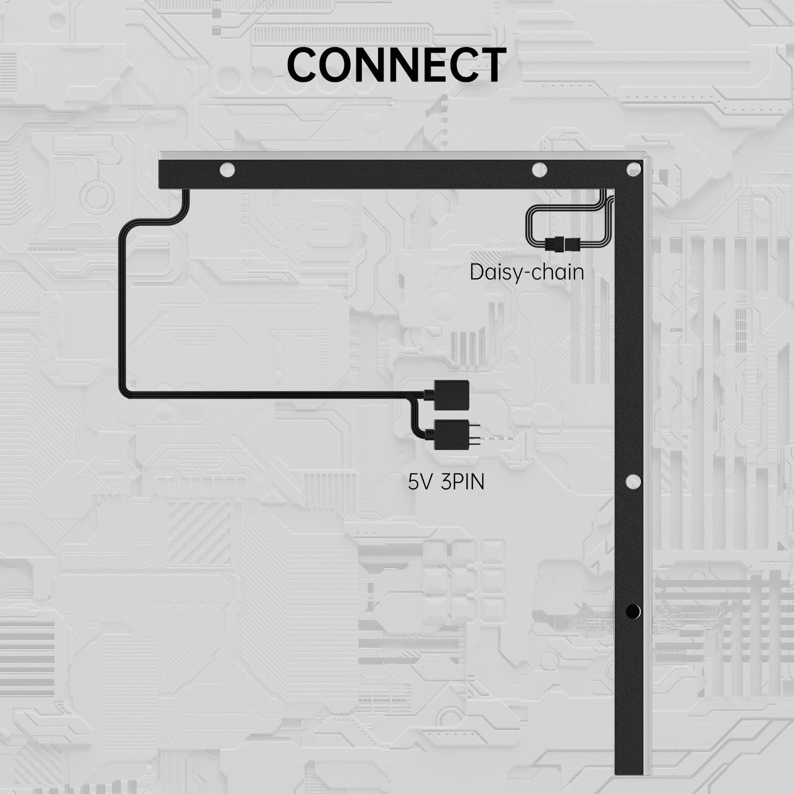 ASIAHORSE ARGB Light Strip for Motherboard, 28 Independent Addressable RGB, 5V 3-pin Motherboard Aura Sync, Lightsaber-X Led PC Parts Kit Compatible with ATX