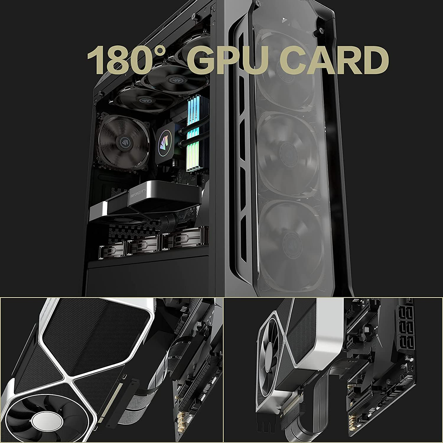 ASIAHORSE PCIE 4.0 16x Shielded Extreme High Speed Riser Cable with PCI Express Port for GPU Extension Card-Right Connector(20CM-180)