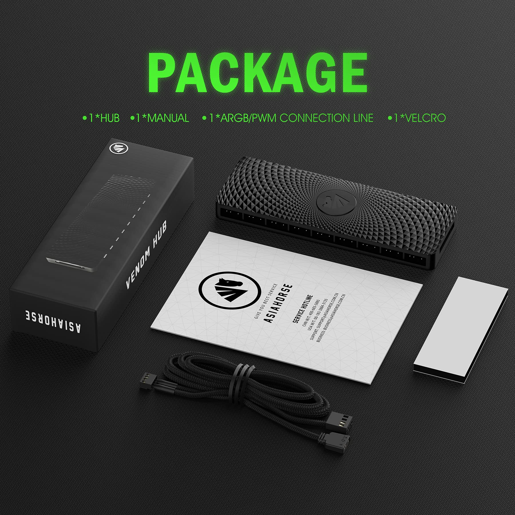 AsiaHorse VE-HUB 2IN1 ARGB/PWM hub Used SATA Power Supply,9 Ports for Addressable RGB Lighting with 9 Port PWM (Black)