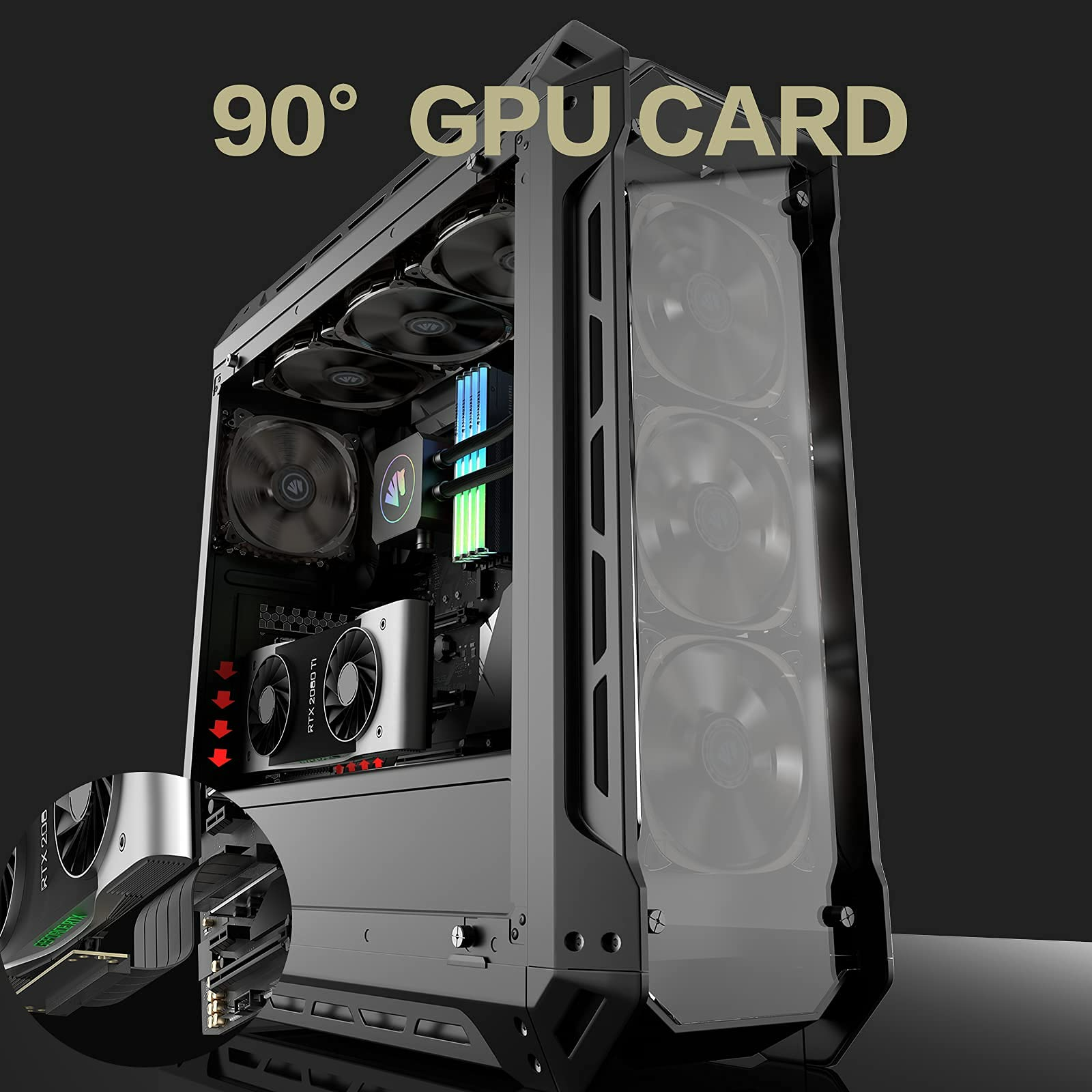 ASIAHORSE PCIE [20cm] 3.1 16x Extreme High Speed Rotatable Riser Cable (90 Degree)