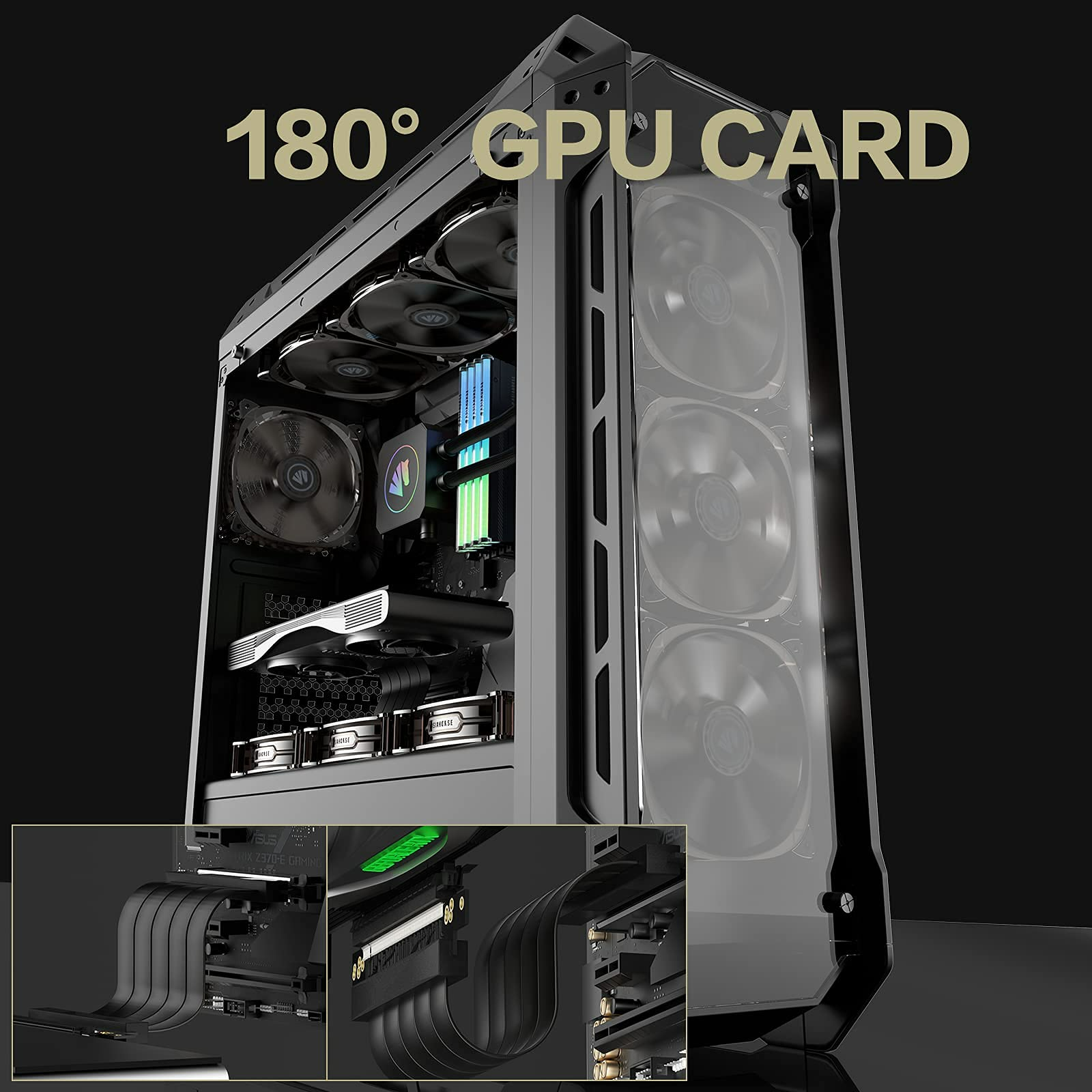 ASIAHORSE PCIE [20cm] 3.1 16x Extreme High Speed Rotatable Riser Cable (180 Degree)