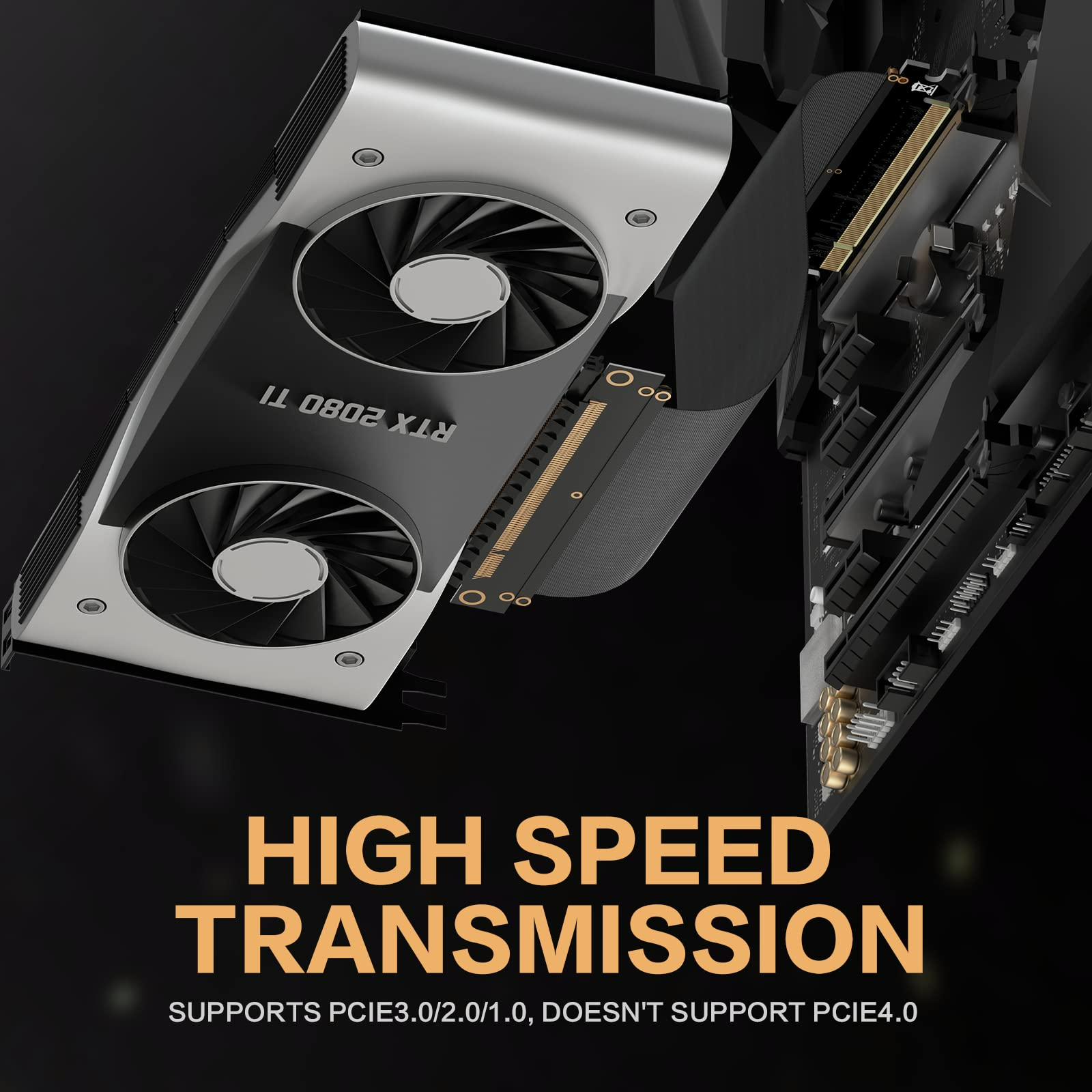 AsiaHorse New PCIE 3.0 16x High Speed Flexible Extender Riser Cable Card Extension Port Adapter 200mm(180 Degree Angle Black)