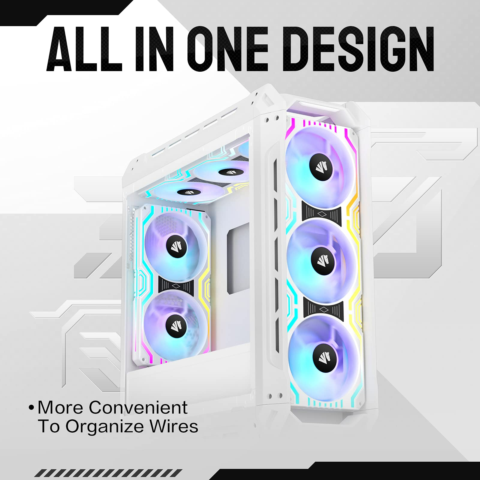 Asiahorse Matrix-White 56 Addressable RGB LEDs 360MM All-in-One Square Frame Integrated Fan with MB Sync/Analog Controller,Integrated PWM Control Fan for Computer Case and Liquid Cooling System