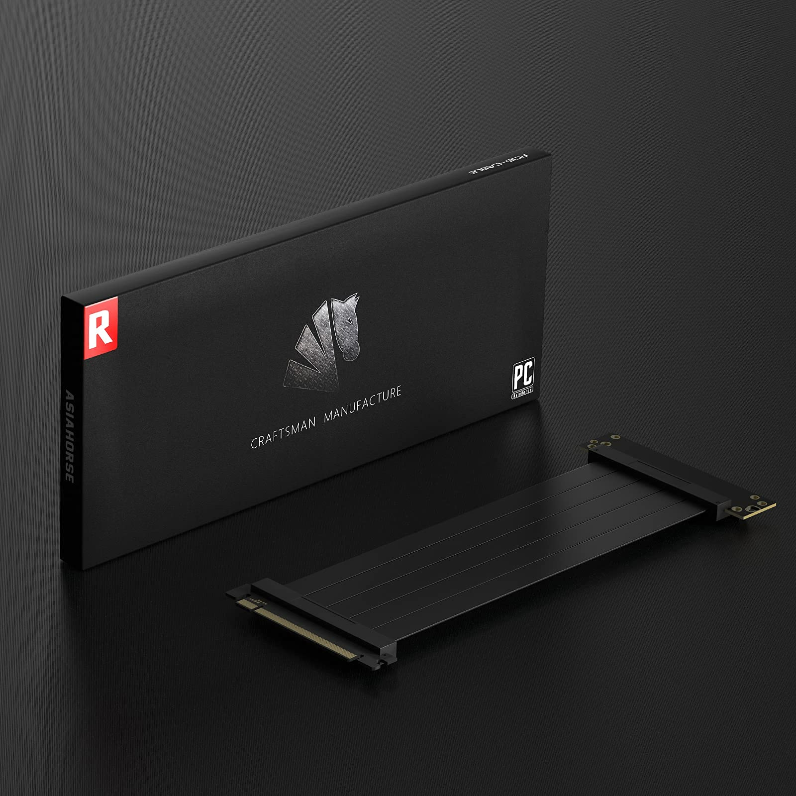 ASIAHORSE PCIE [20cm] 3.1 16x Extreme High Speed Rotatable Riser Cable (90 Degree)