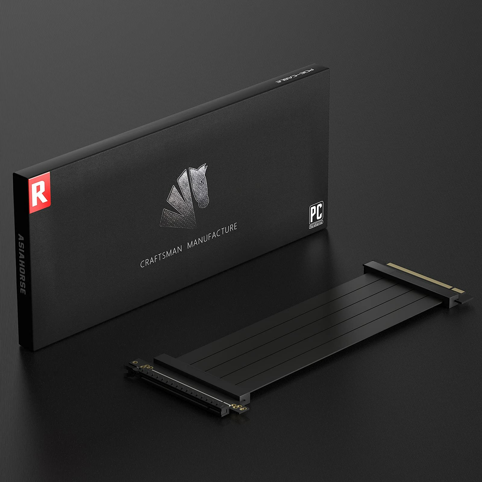 ASIAHORSE PCIE [20cm] 3.1 16x Extreme High Speed Rotatable Riser Cable (180 Degree)