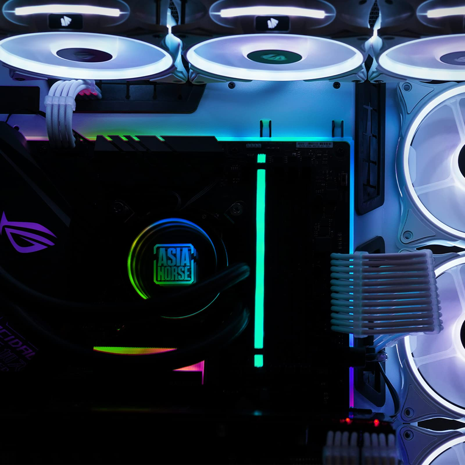 ASIAHORSE ARGB Light Strip for Motherboard, 28 Independent Addressable RGB, 5V 3-pin Motherboard Aura Sync, Lightsaber-X Led PC Parts Kit Compatible with ATX