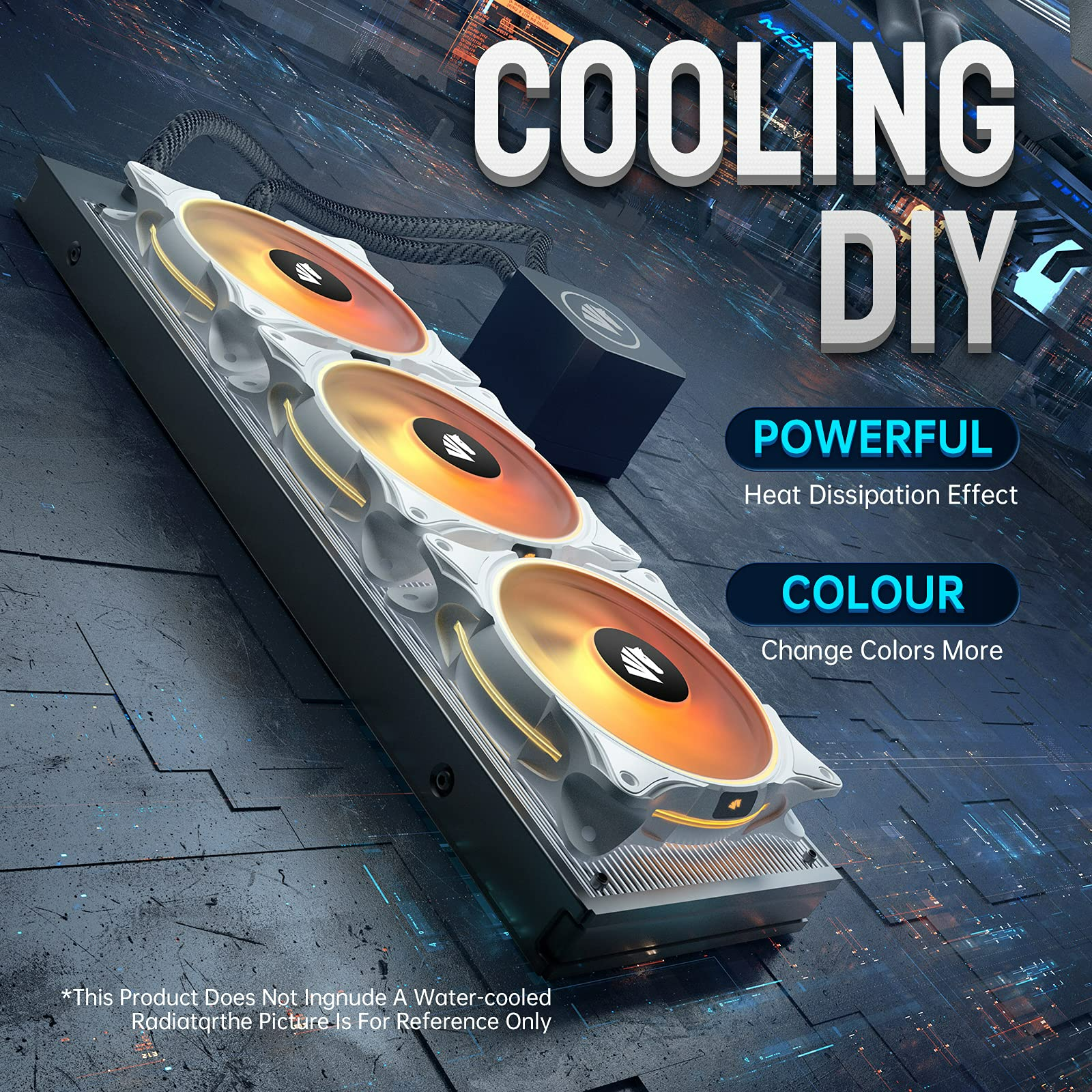 AsiaHorse FS9002 Pro 120mm PWM PC Case Fan, Adjustable Speed of 800-1800rpm, Double LED Lingting Loops, 5V 3-pin ARGB Header Motherboard Aura SYNC with Hub and Remote - White 5pack